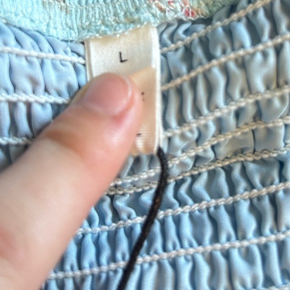 Exlura NWT Woman’s Large Tiered Square Neck Smocked Ruffled Blue Floral Sundress - Picture 10 of 11